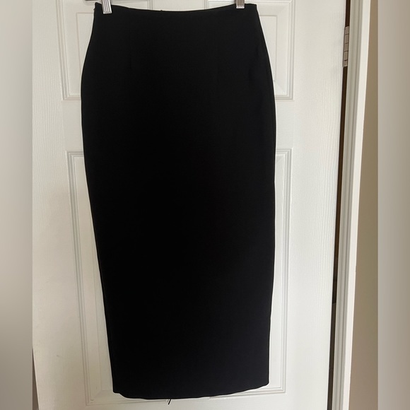Zara Black Midi Lace Up Pencil Skirt Side Slit Size XS - Picture 6 of 8